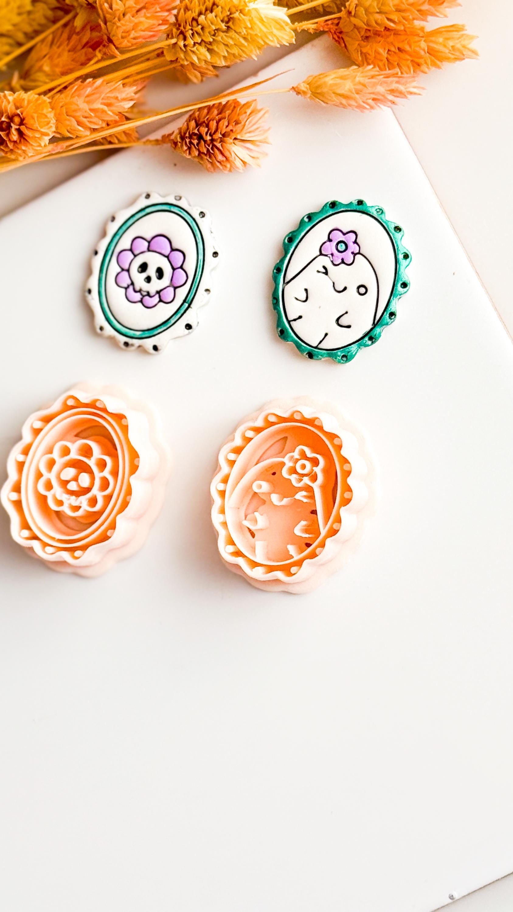 Skull or Ghost Clay Cutter: Scalloped Frame Polymer Clay Jewelry Tool