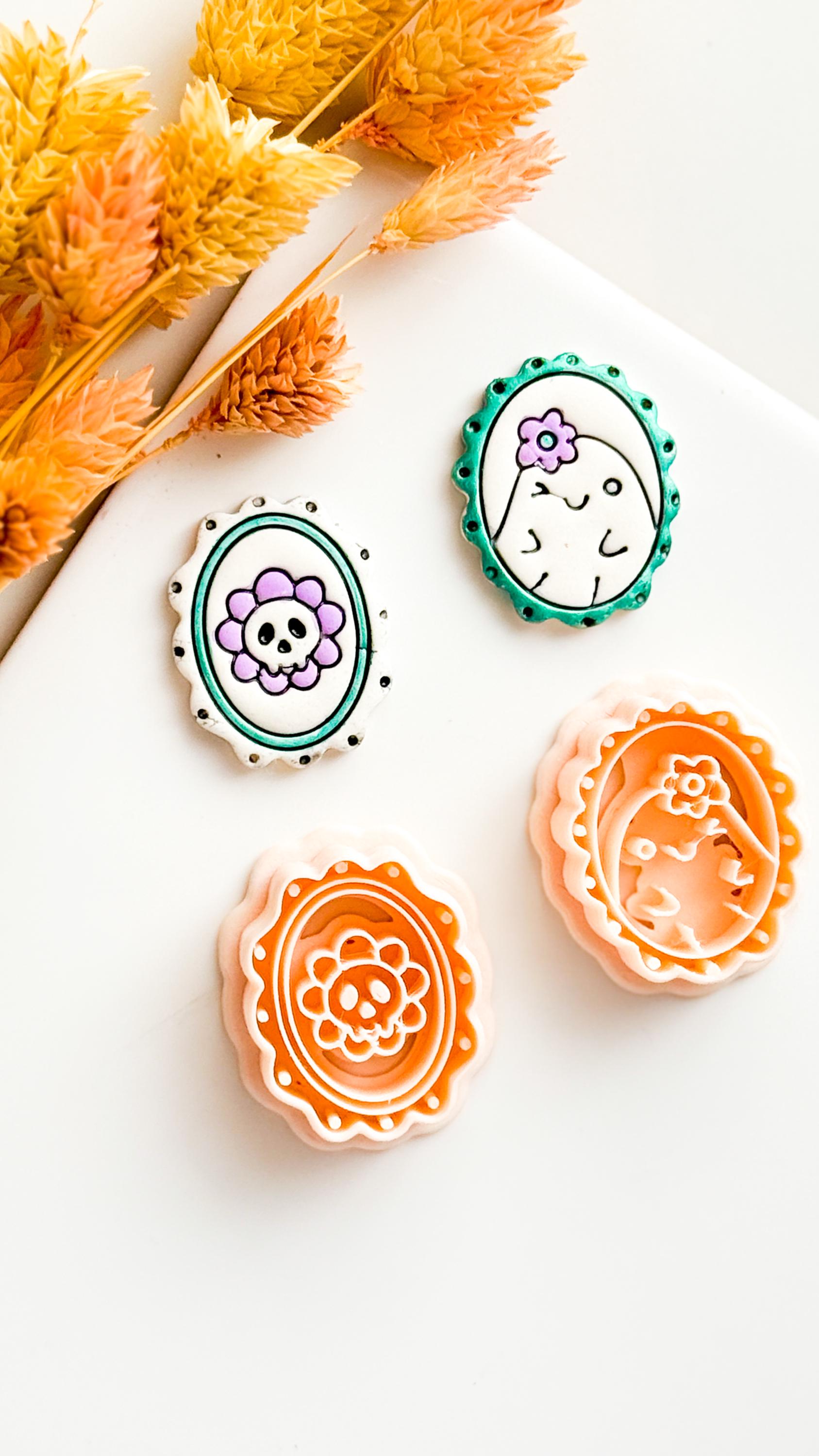 Skull or Ghost Clay Cutter: Scalloped Frame Polymer Clay Jewelry Tool