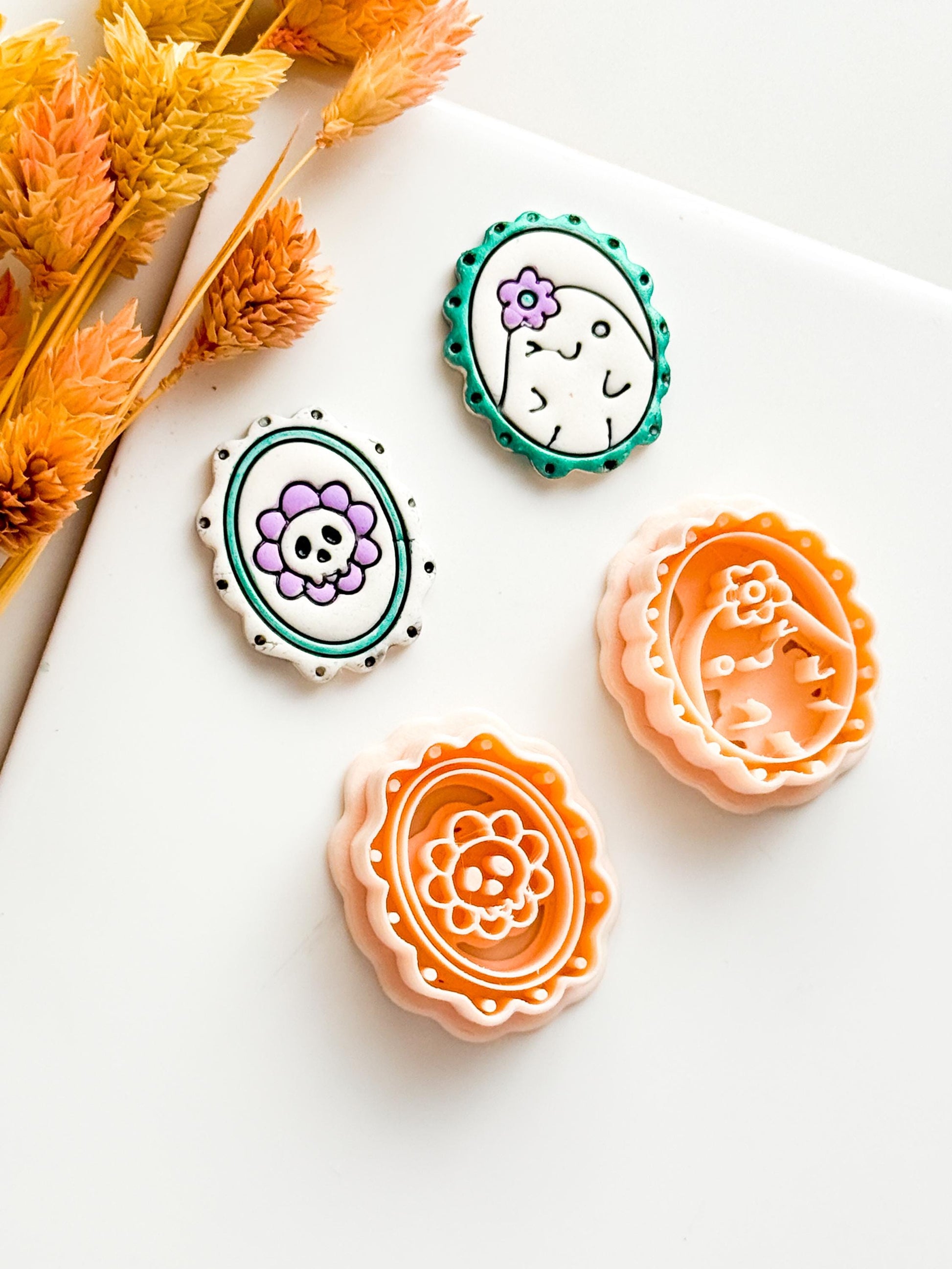 Skull or Ghost Clay Cutter: Scalloped Frame Polymer Clay Jewelry Tool