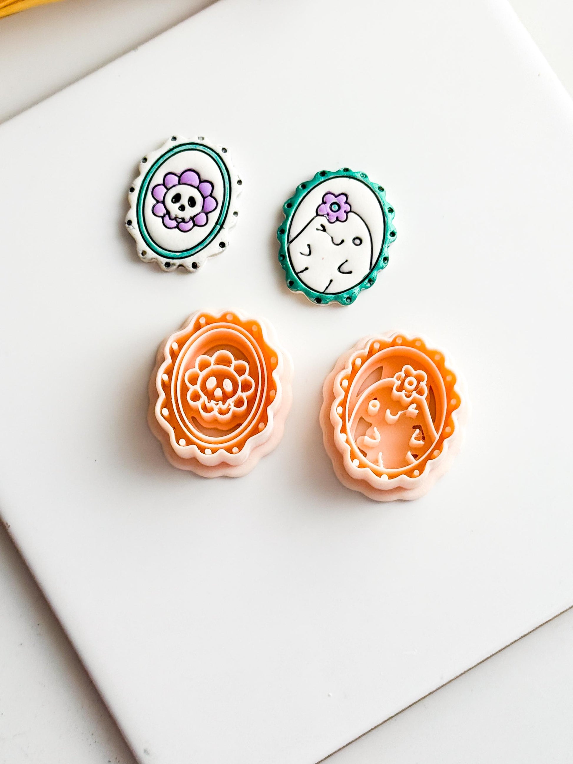 Skull or Ghost Clay Cutter: Scalloped Frame Polymer Clay Jewelry Tool