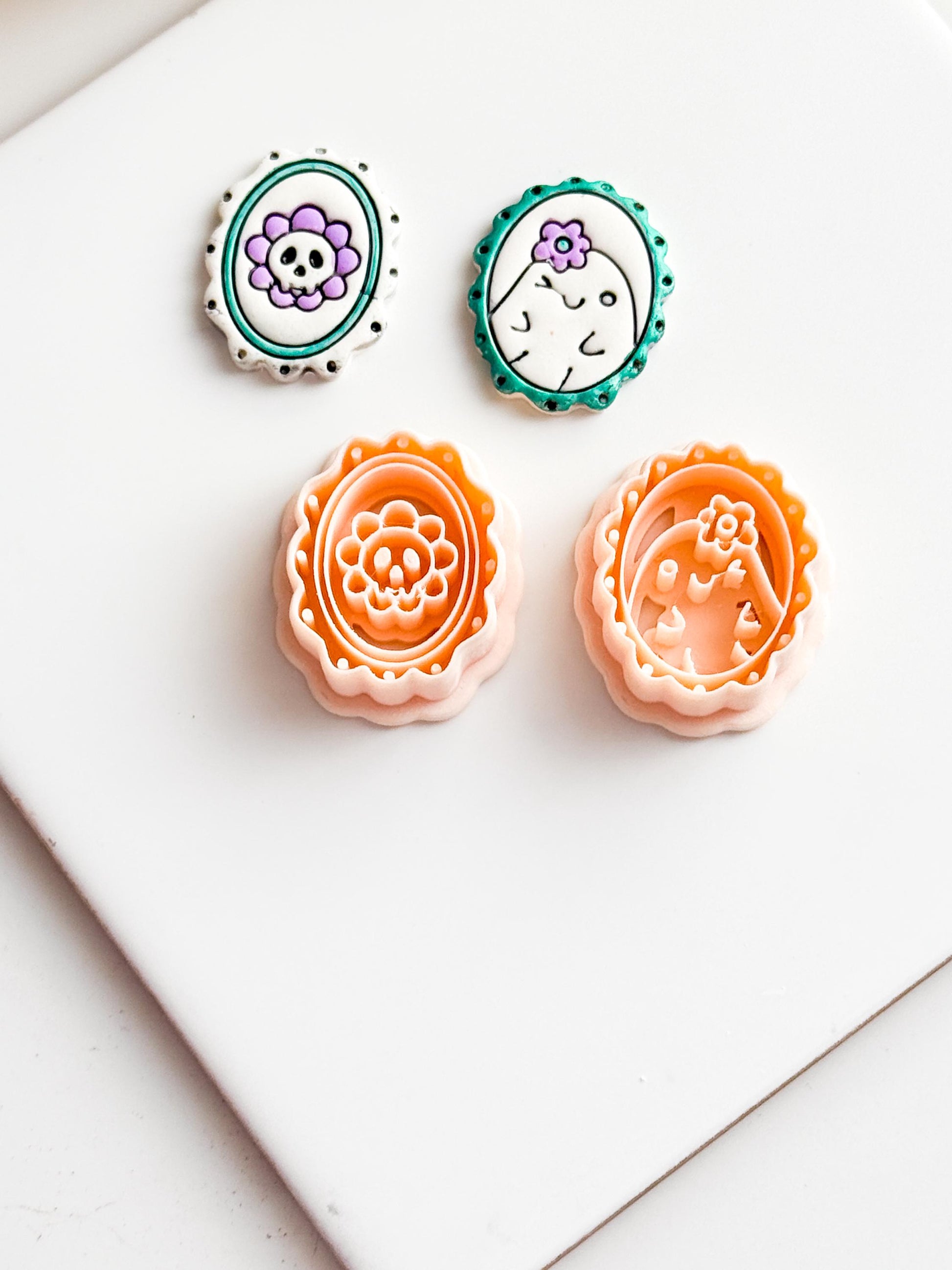 Skull or Ghost Clay Cutter: Scalloped Frame Polymer Clay Jewelry Tool