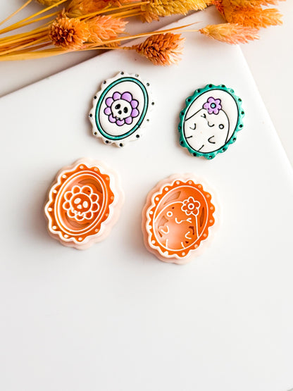 Skull or Ghost Clay Cutter: Scalloped Frame Polymer Clay Jewelry Tool