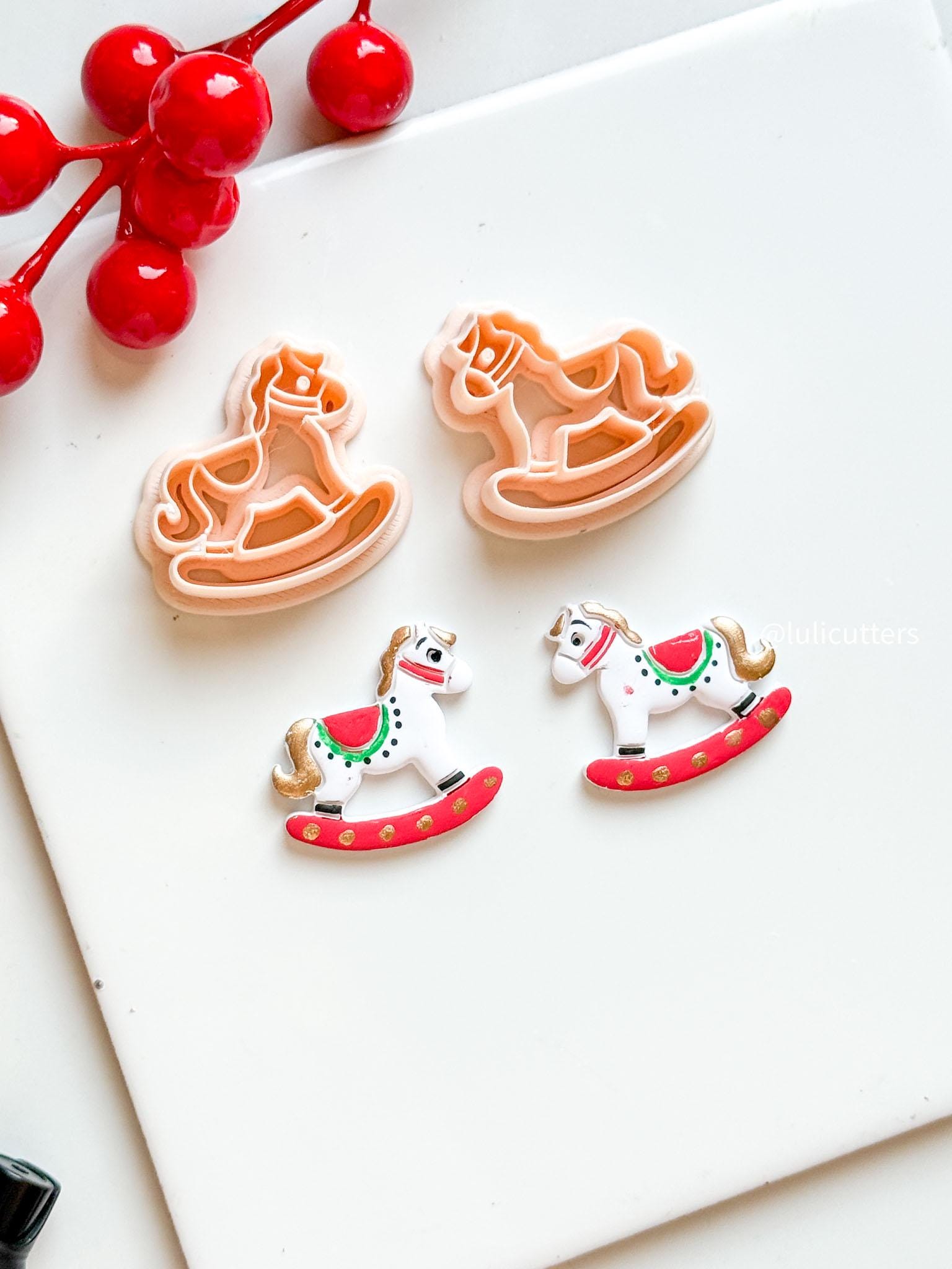 Rocking Horse Polymer Clay Earring Cutter Holiday Ornament and Charm Making Tool