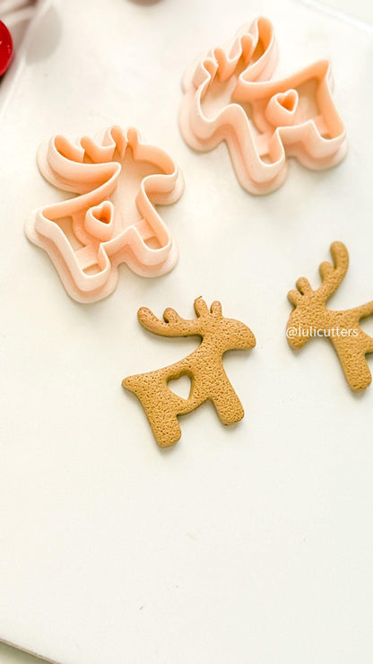 Nordic Reindeer with Heart Clay Cutter Christmas Earrings & Ornaments