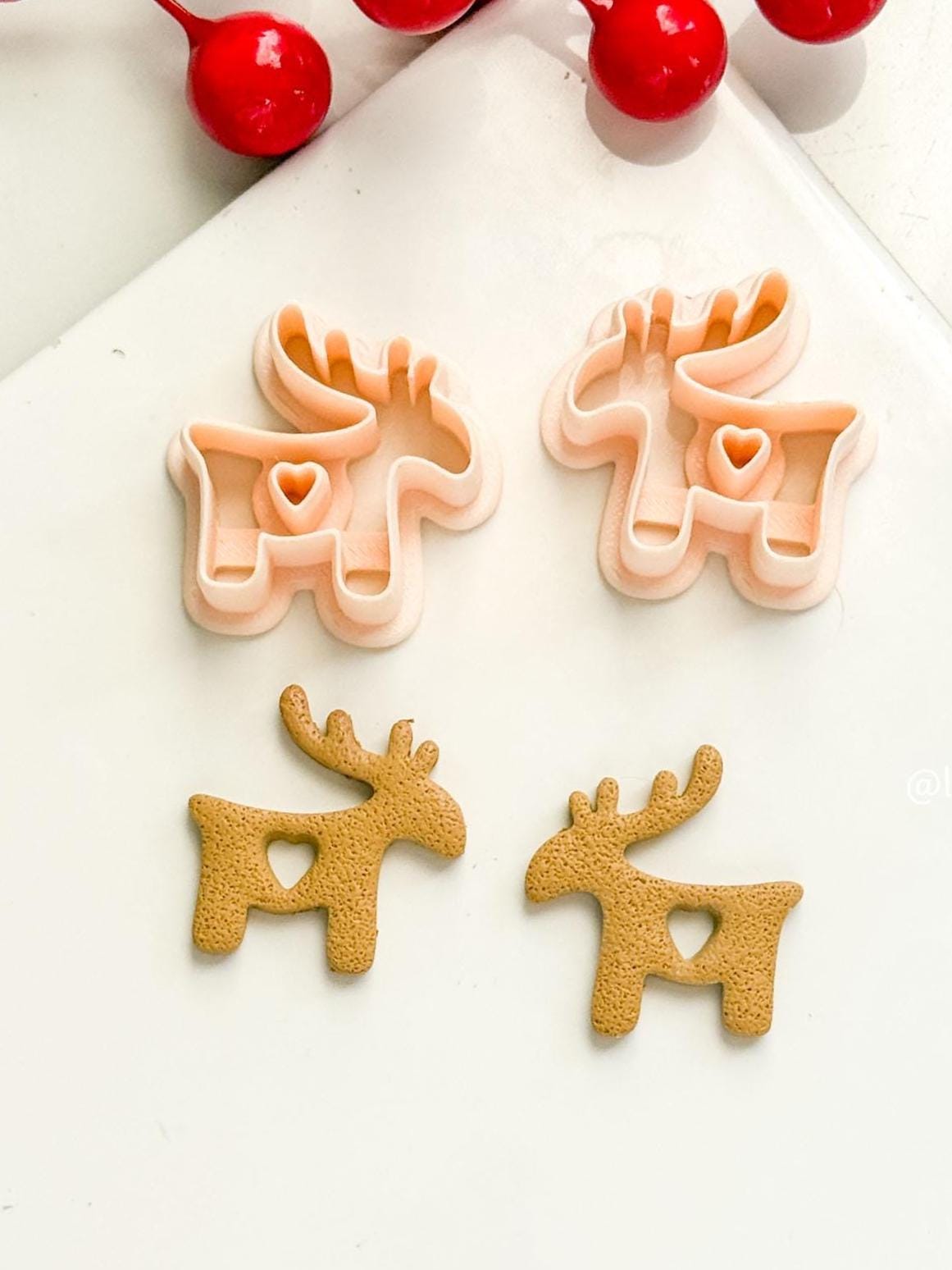 Nordic Reindeer with Heart Clay Cutter Christmas Earrings & Ornaments