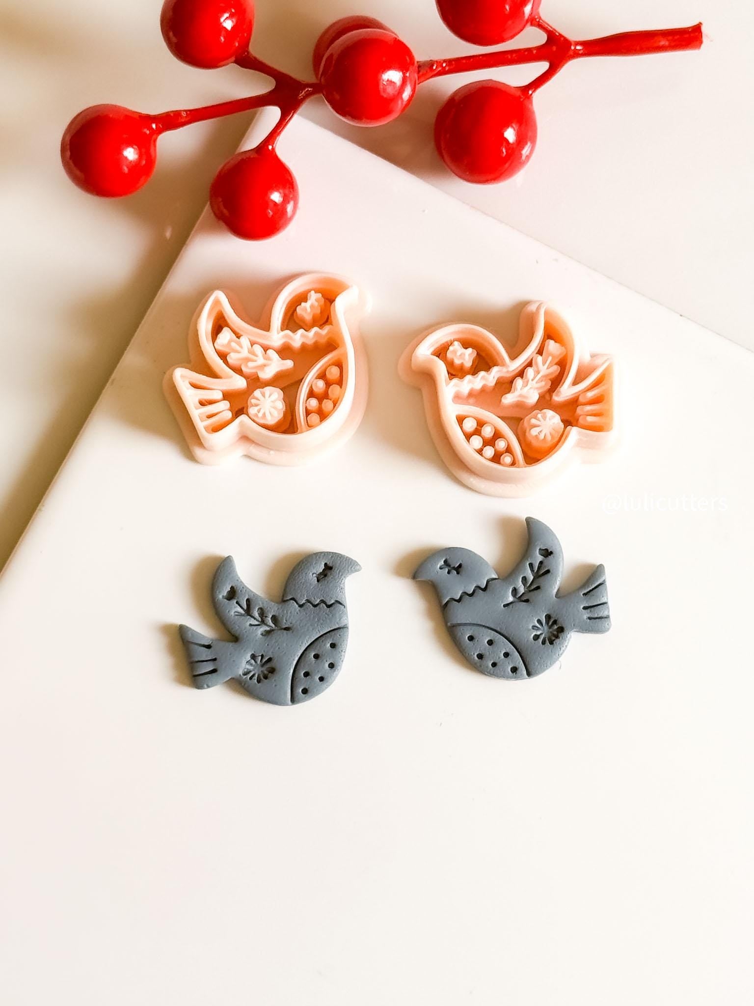 Nordic Dove Polymer Clay Earring Cutter Folk Art Christmas Bird Earring Tool