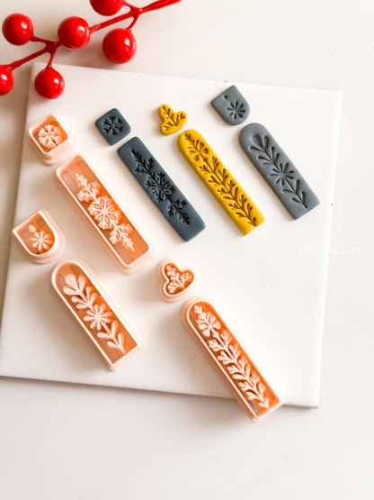 Nordic Floral Polymer Clay Cutter Long Bar Dangle Earring Jewelry Tool