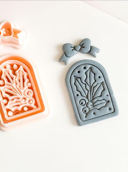 Holly Leaves Polymer Clay Cutter Christmas Arch Dangle Earring Jewelry Tool