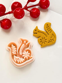 Nordic Floral Squirrel Polymer Clay Cutter for Earrings and Ornaments