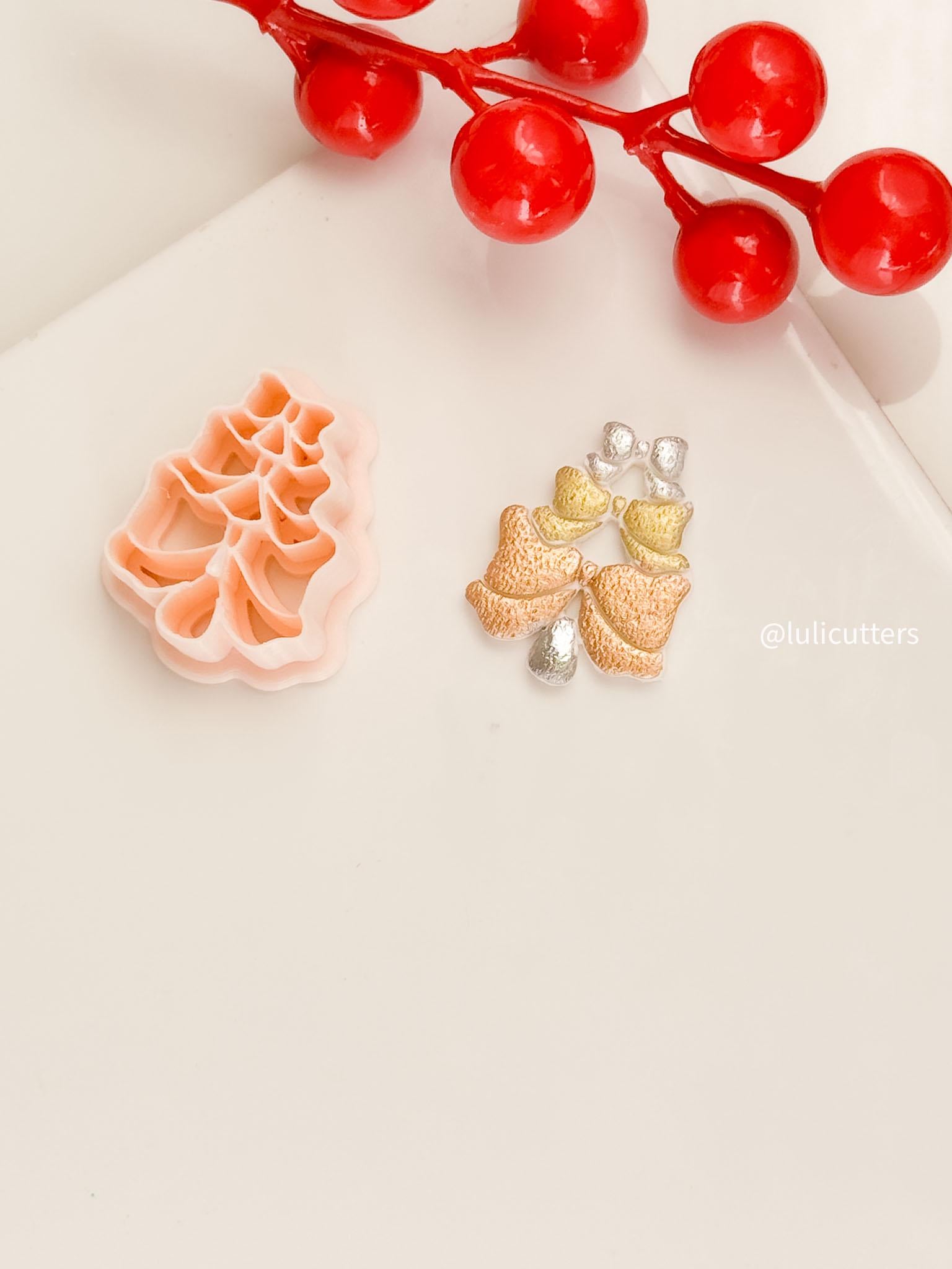 Winter Fairy Layered Bow Christmas Tree Polymer Clay Cutter for Earrings & Ornaments