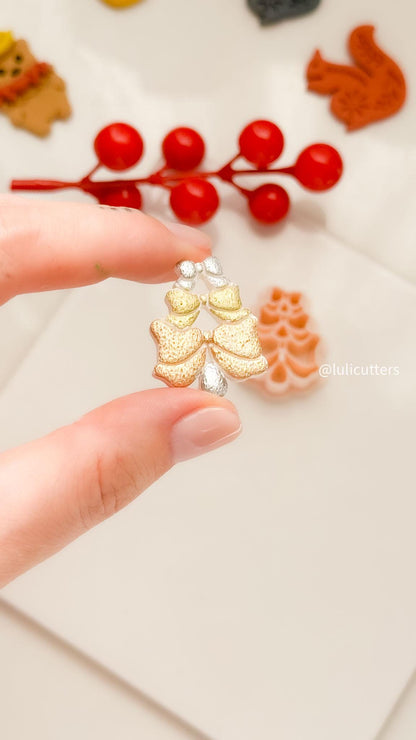 Winter Fairy Layered Bow Christmas Tree Polymer Clay Cutter for Earrings & Ornaments