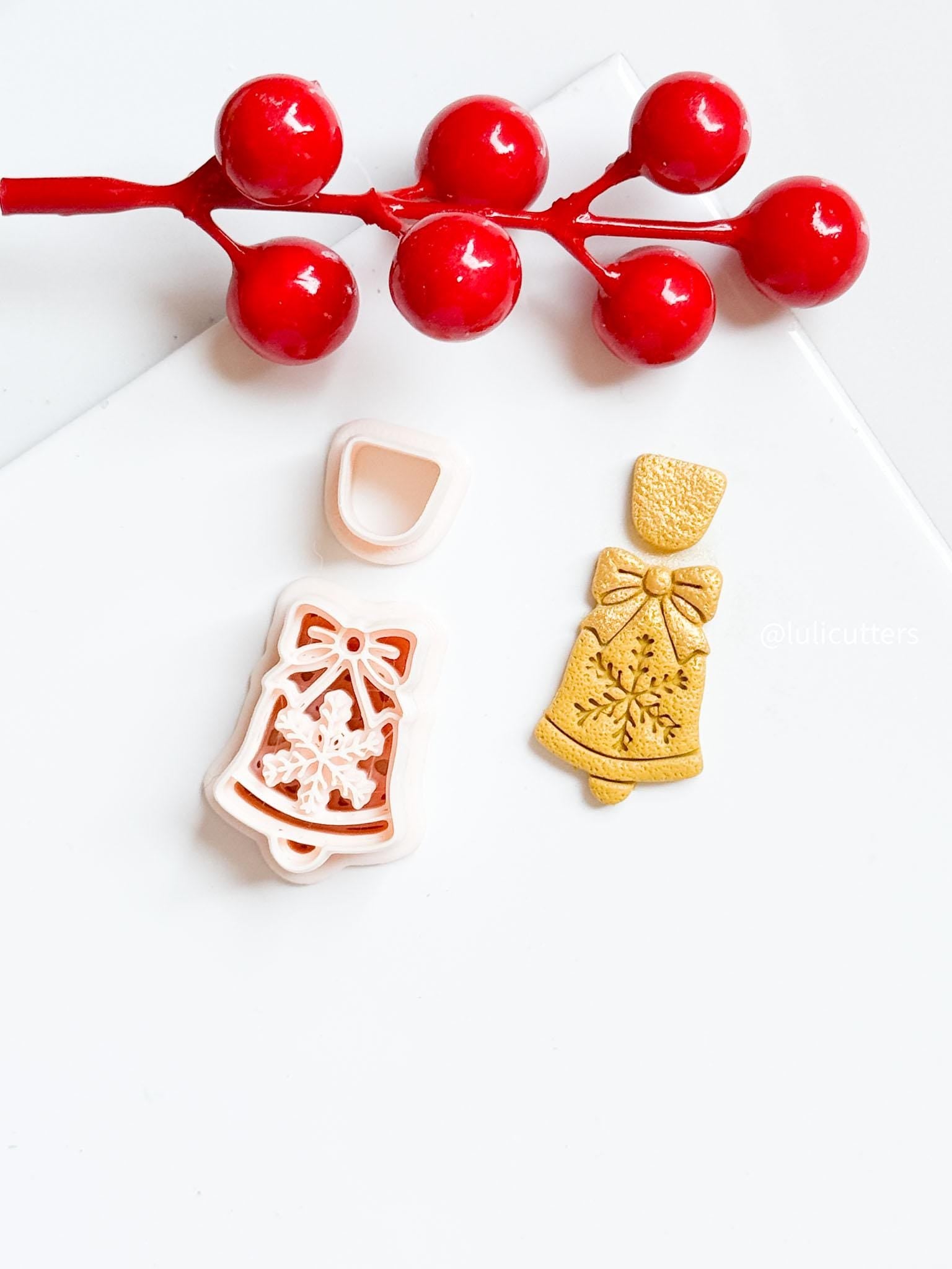 Winter Fairy Christmas Bell Polymer Clay Cutter with Snowflake and Bow Design