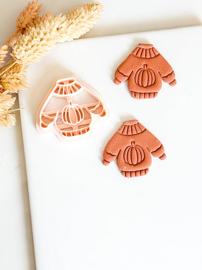 Pumpkin Sweater Cutter Cozy Fall Polymer Clay Mold for Earrings & Charms 2545 mm Sizes