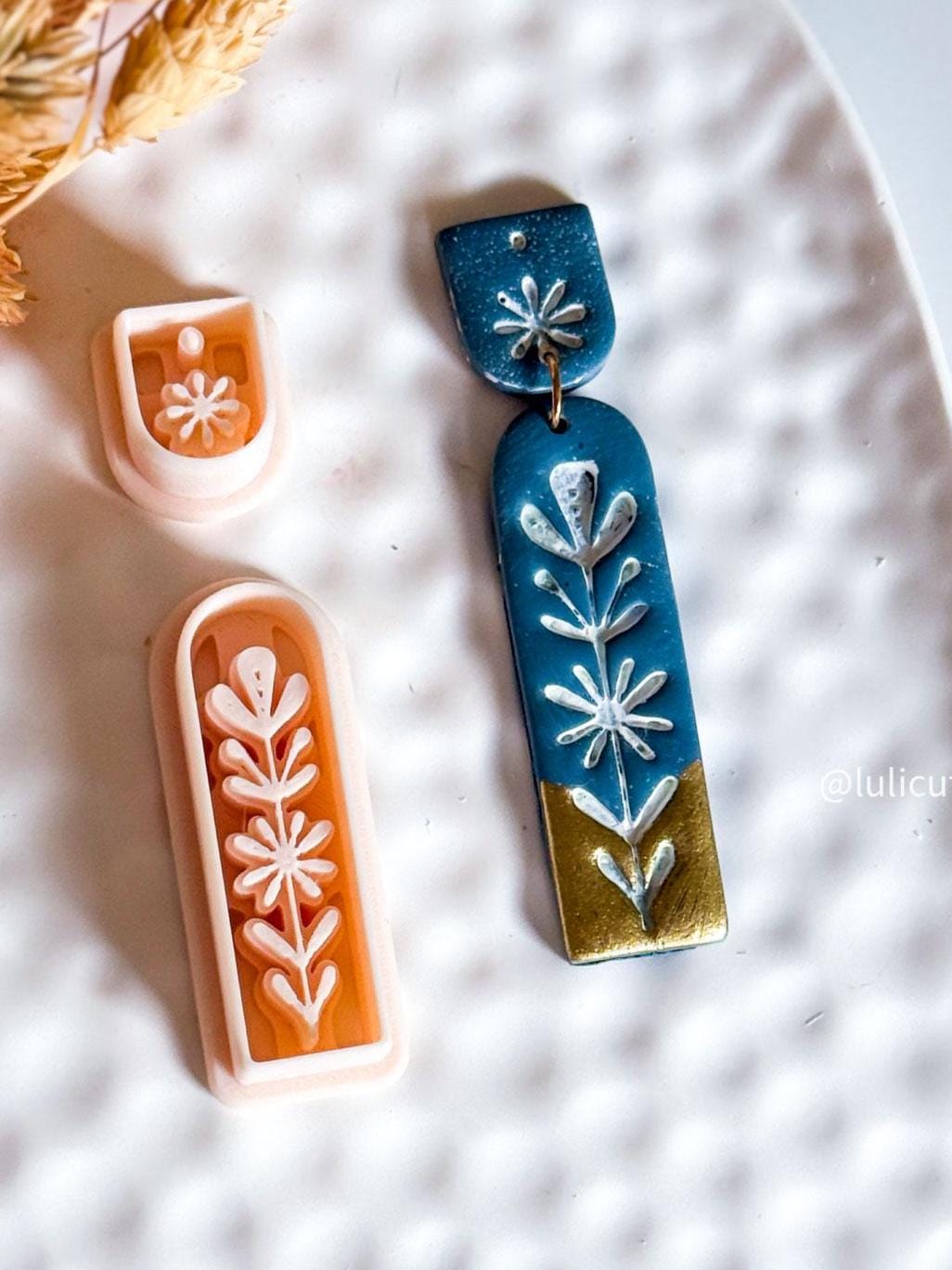 Nordic Floral Polymer Clay Cutter Long Bar Dangle Earring Jewelry Tool