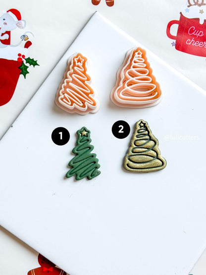 Christmas Tree Polymer Clay Cutter Zigzag or Spiral Star Holiday Jewelry Supplies