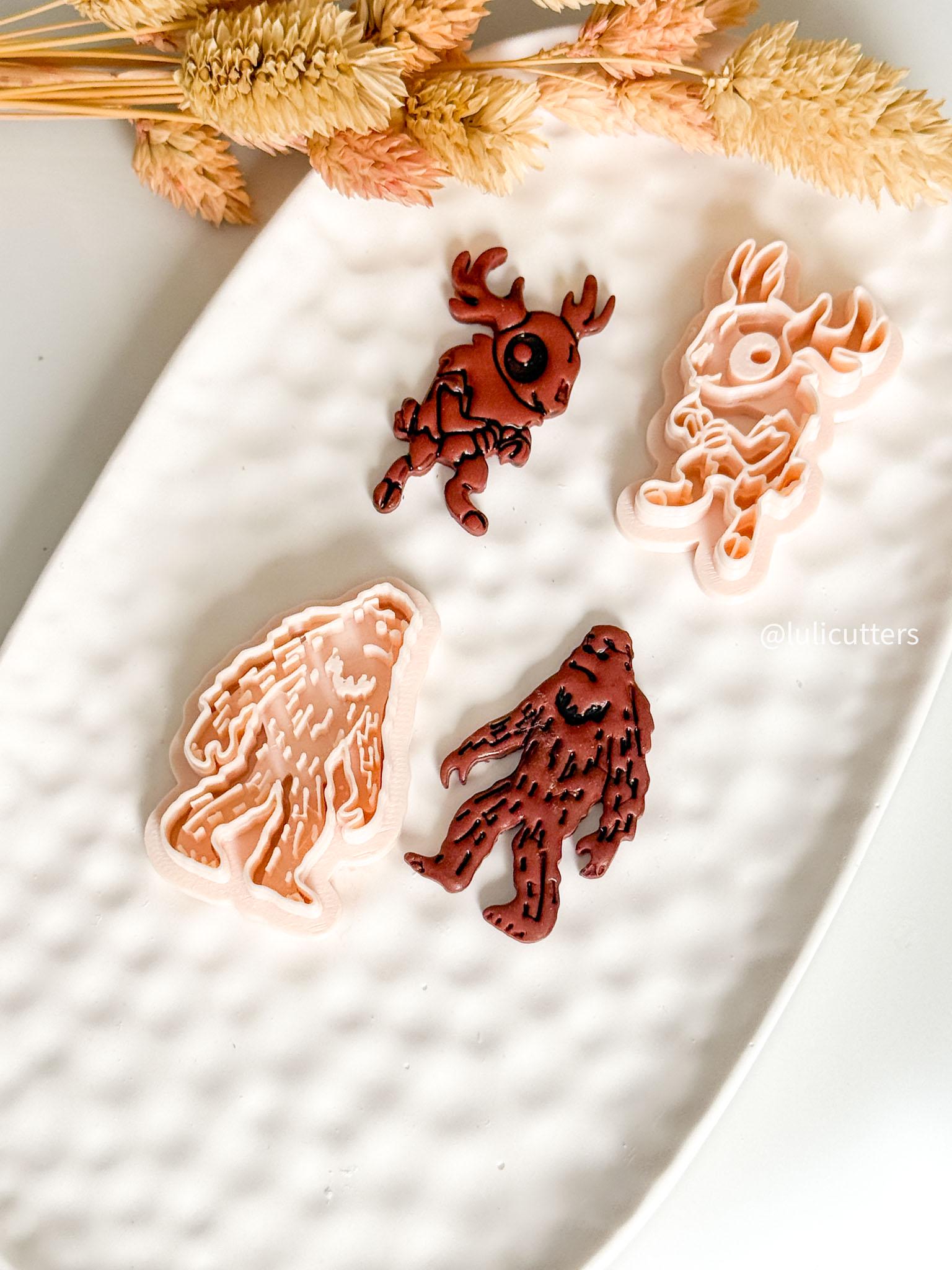Bigfoot & Wolpertinger Clay Cutters: Halloween Cryptid Earring Jewelry Making