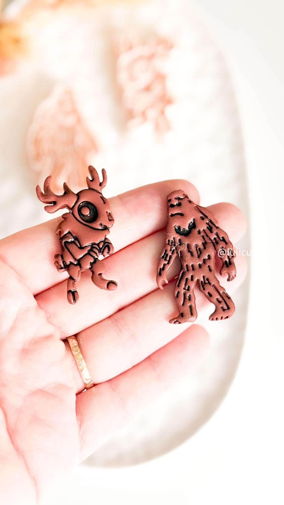 Bigfoot & Wolpertinger Clay Cutters: Halloween Cryptid Earring Jewelry Making