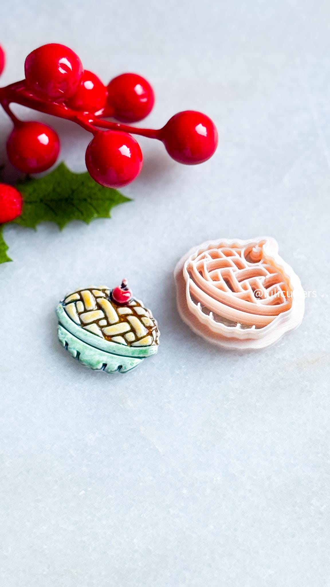 Thanksgiving Pie Polymer Clay Cutter: Lattice Crust Charm, Fall Jewelry