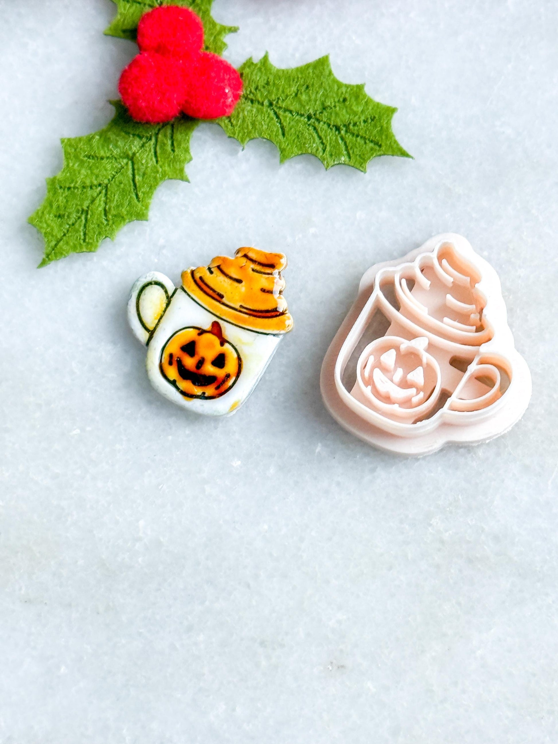 Pumpkin Mug Polymer Clay Cutter: Halloween Coffee Cup Earring & Charm