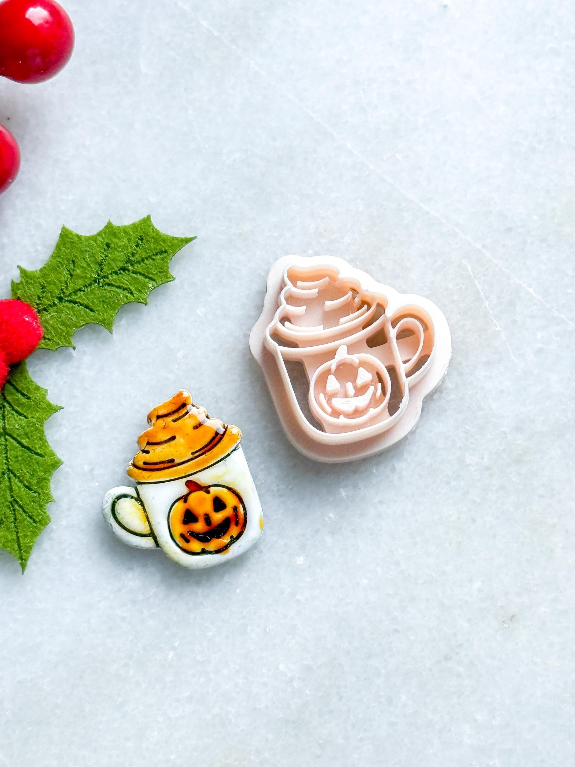 Pumpkin Mug Polymer Clay Cutter: Halloween Coffee Cup Earring & Charm