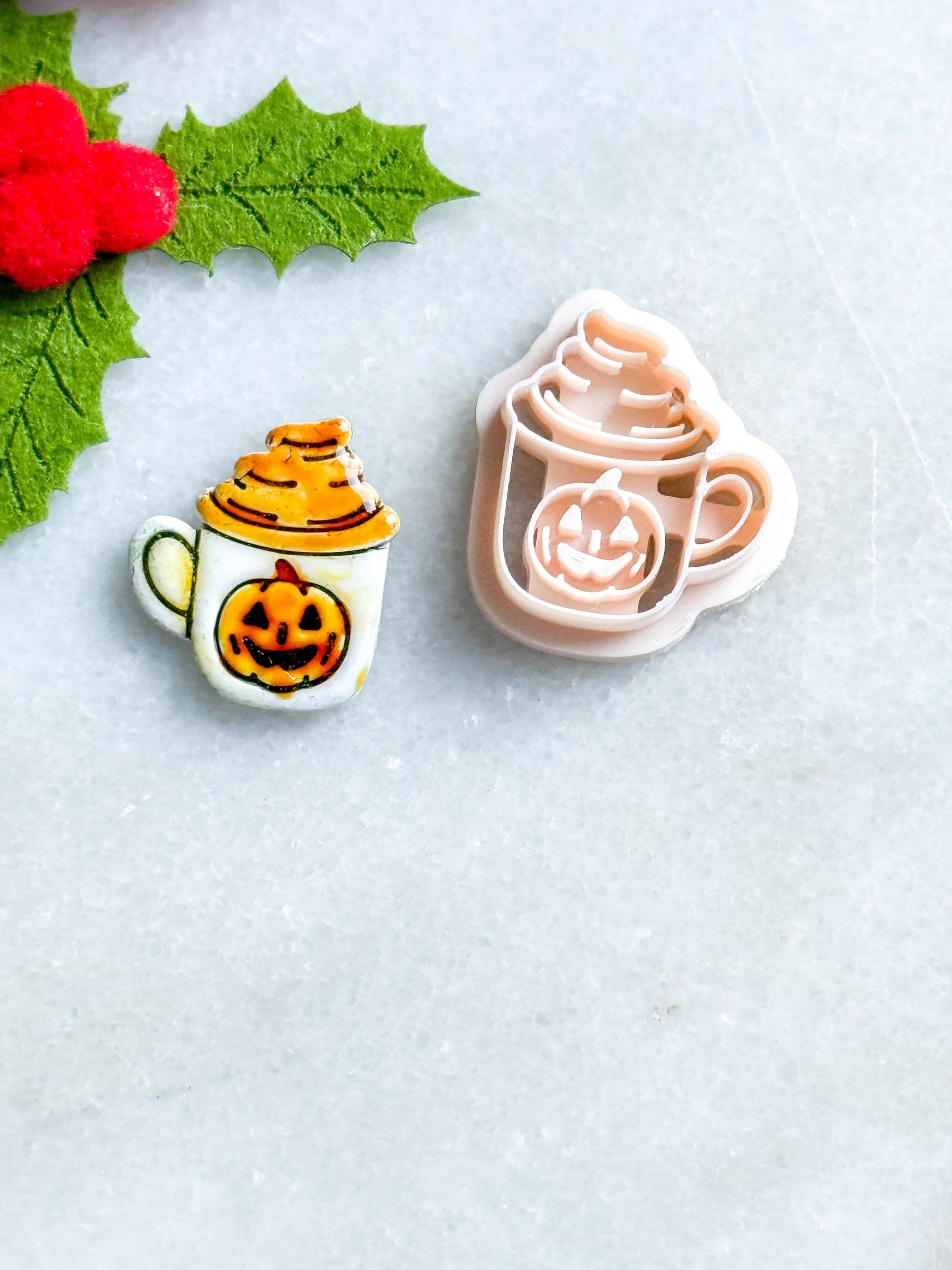 Pumpkin Mug Polymer Clay Cutter: Halloween Coffee Cup Earring & Charm