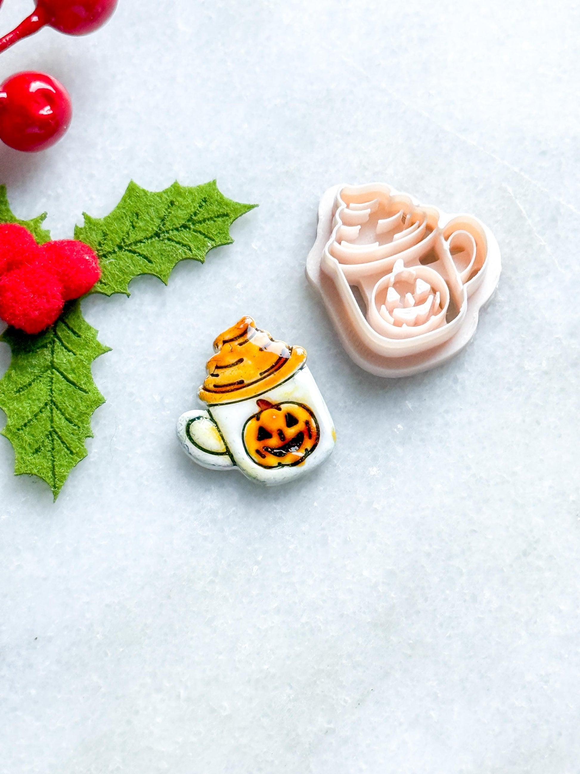 Pumpkin Mug Polymer Clay Cutter: Halloween Coffee Cup Earring & Charm