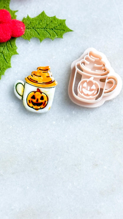 Pumpkin Mug Polymer Clay Cutter: Halloween Coffee Cup Earring & Charm