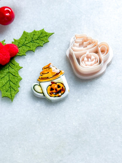 Pumpkin Mug Polymer Clay Cutter: Halloween Coffee Cup Earring & Charm