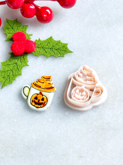 Pumpkin Mug Polymer Clay Cutter: Halloween Coffee Cup Earring & Charm