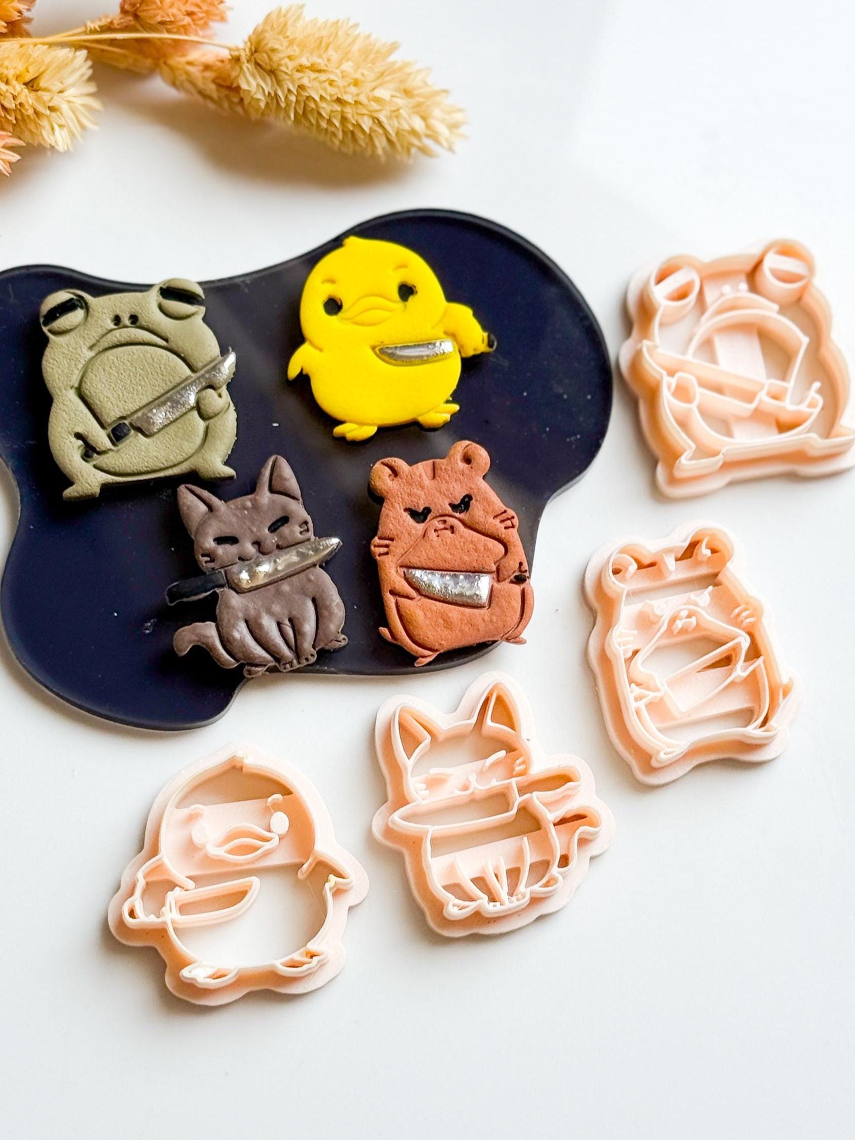 Animal with Knife Polymer Clay Cutters, Spooky Jewelry (25-45mm)