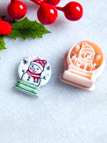 Snow Globe Clay Cutter: Snowman & Star Imprint, Polymer Clay Jewelry Tool