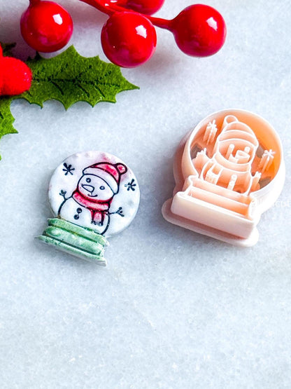 Snow Globe Clay Cutter: Snowman & Star Imprint, Polymer Clay Jewelry Tool