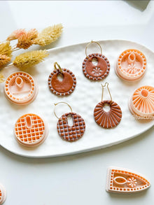Patterned Charm Clay Cutters: Waffle Grid, Sunburst, Floral