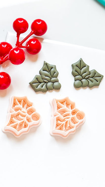 Holly Leaves Polymer Clay Cutter Christmas Earrings and Ornaments