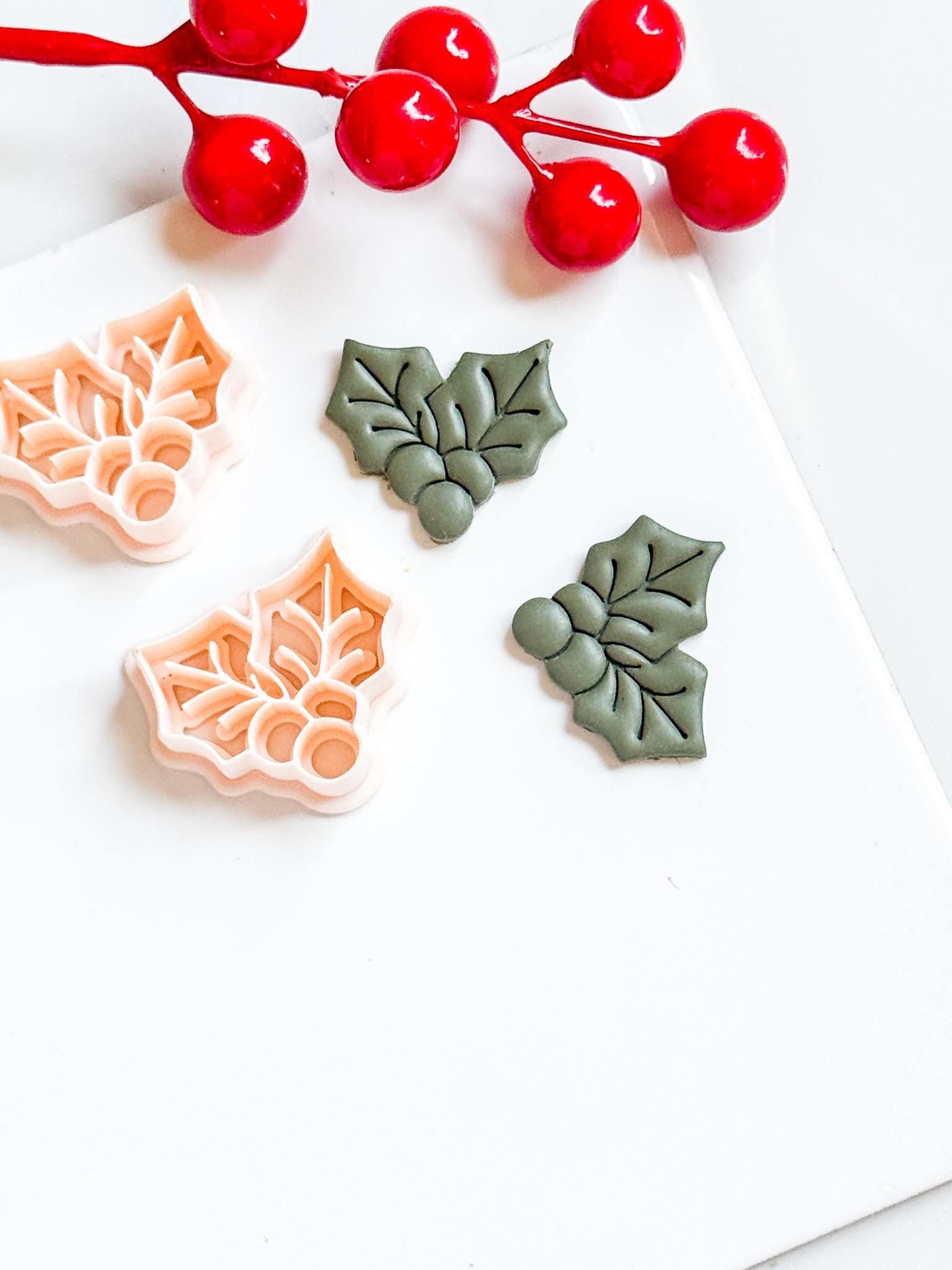 Holly Leaves Polymer Clay Cutter Christmas Earrings and Ornaments