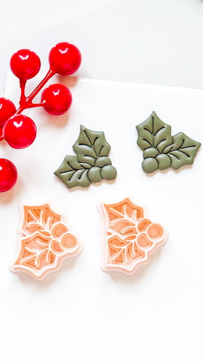 Holly Leaves Polymer Clay Cutter Christmas Earrings and Ornaments