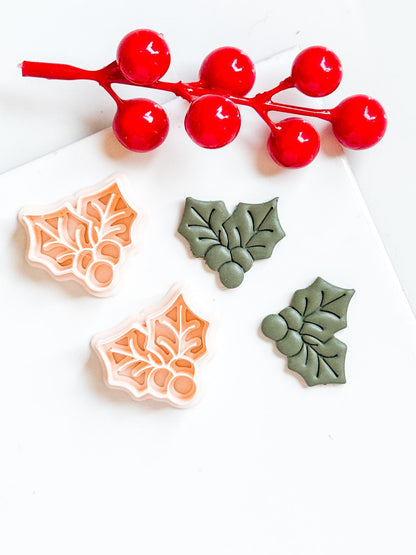 Holly Leaves Polymer Clay Cutter Christmas Earrings and Ornaments