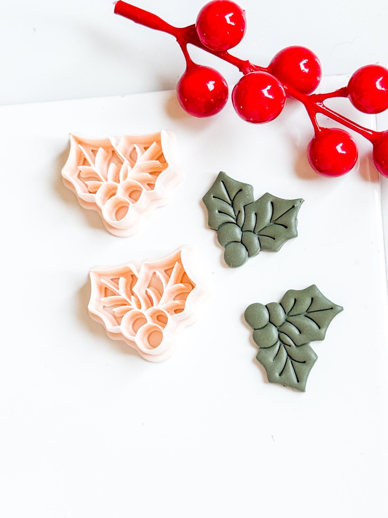 Holly Leaves Polymer Clay Cutter Christmas Earrings and Ornaments