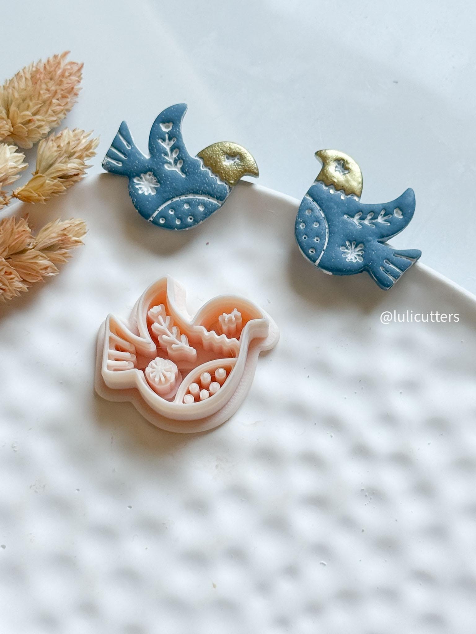 Nordic Dove Polymer Clay Earring Cutter Folk Art Christmas Bird Earring Tool