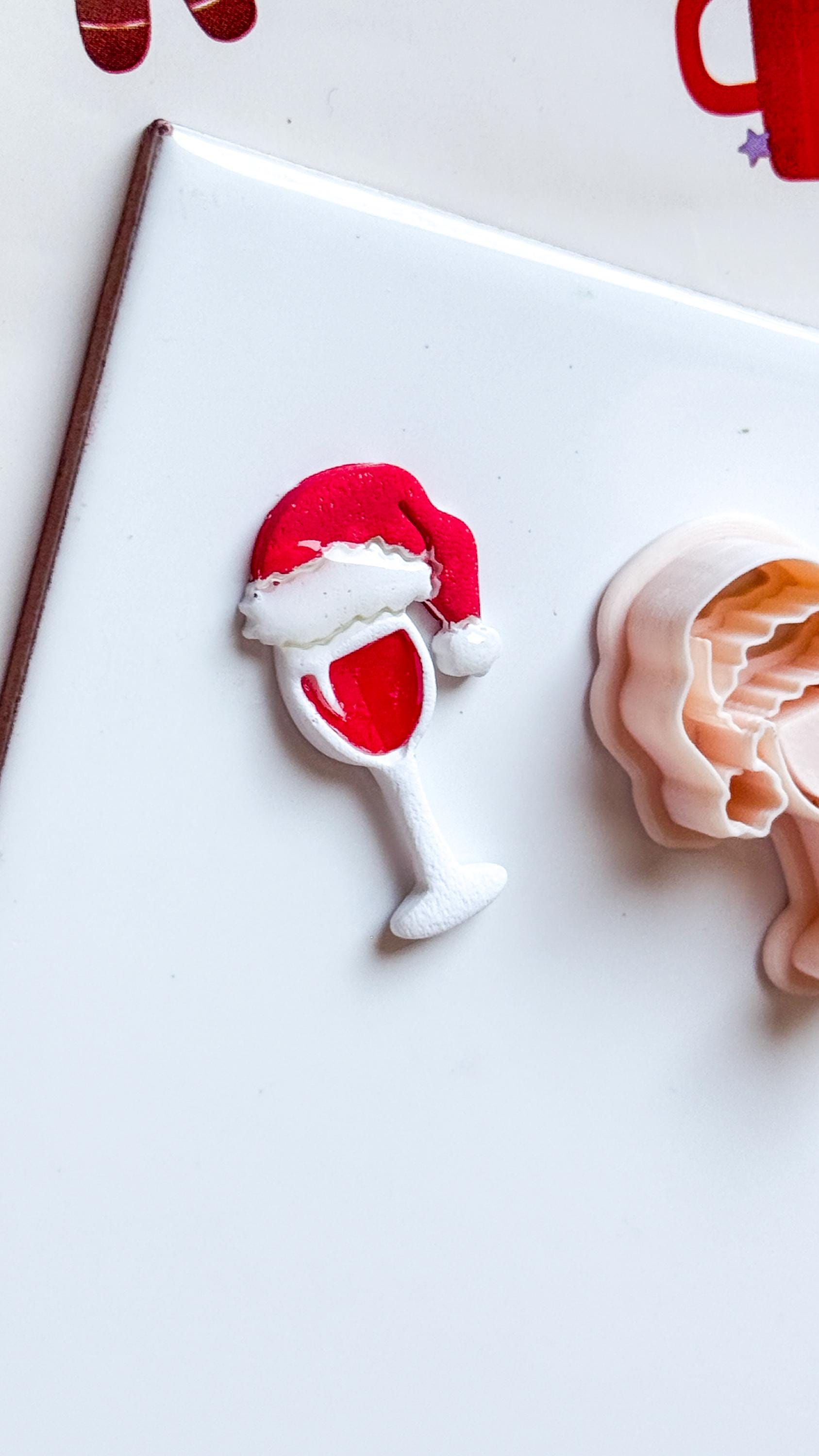 Polymer Clay Santa Wine Glass Cutter Christmas Holiday Earring Clay Tool