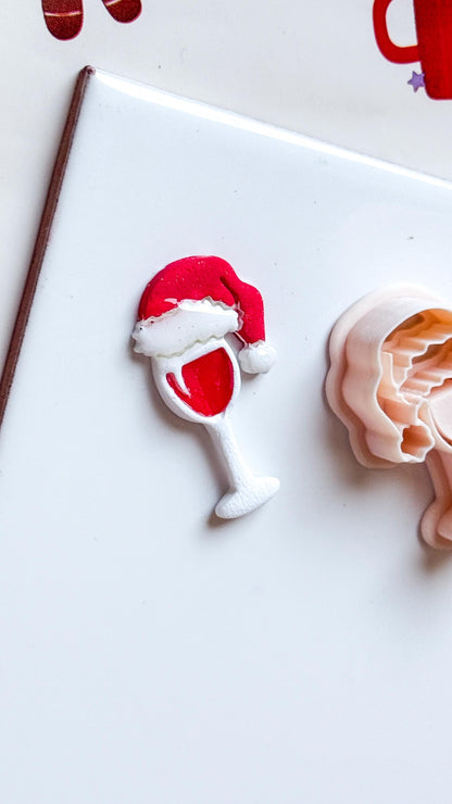 Polymer Clay Santa Wine Glass Cutter Christmas Holiday Earring Clay Tool