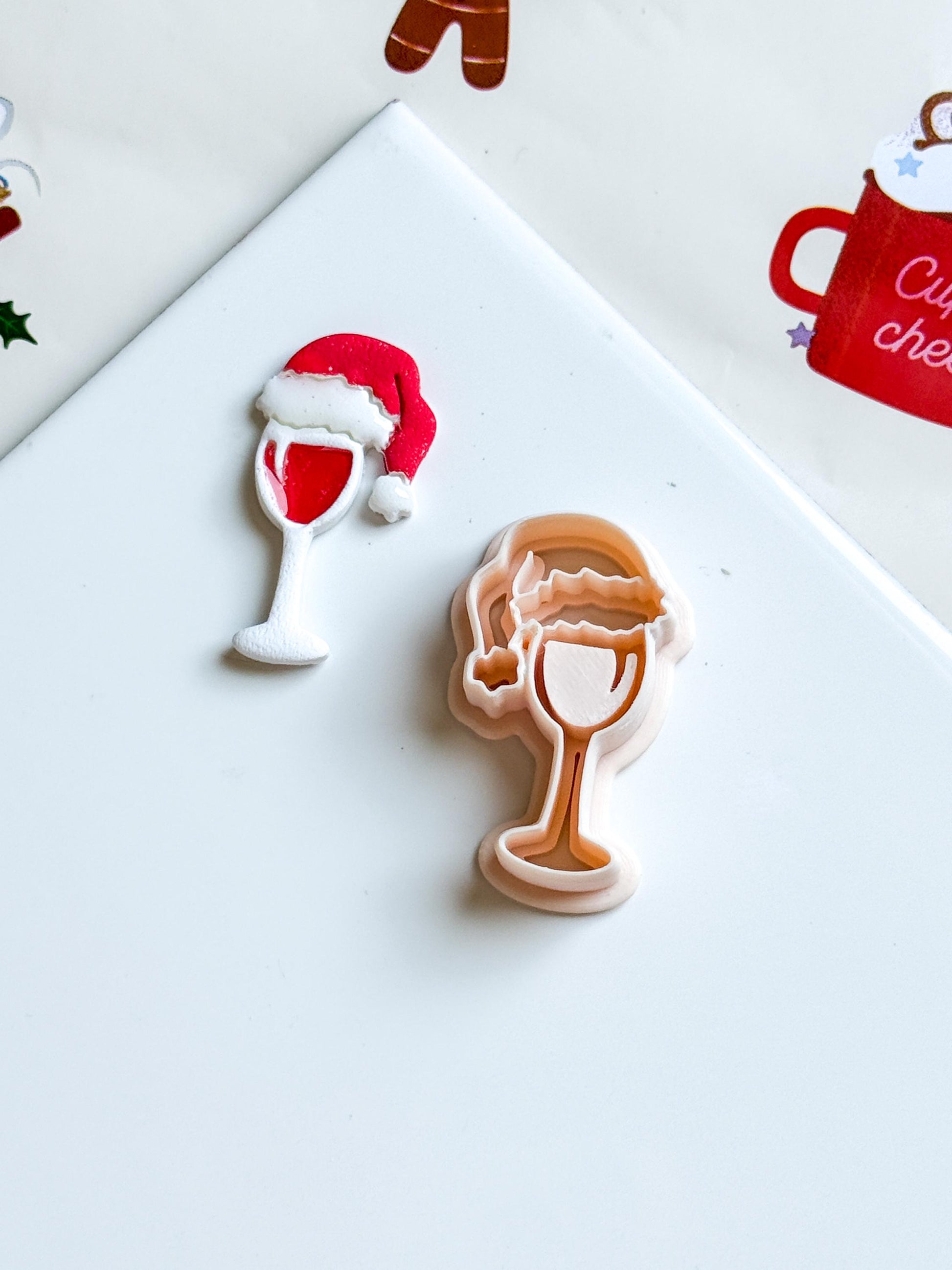 Polymer Clay Santa Wine Glass Cutter Christmas Holiday Earring Clay Tool