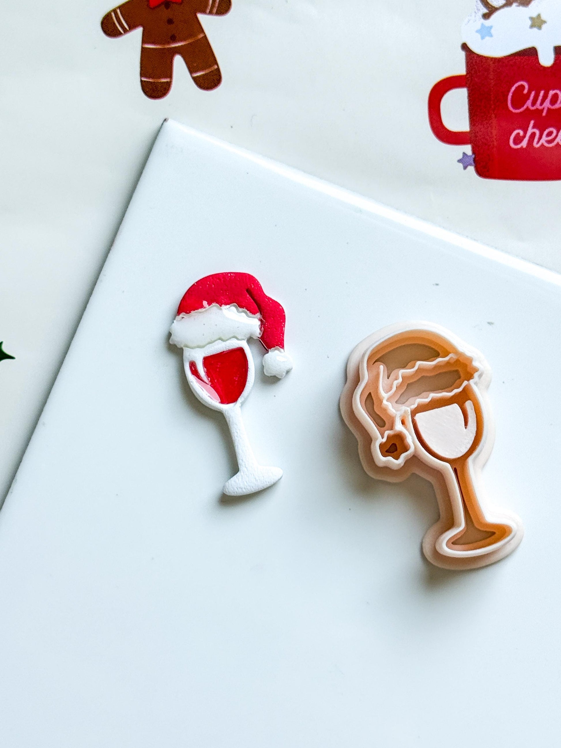 Polymer Clay Santa Wine Glass Cutter Christmas Holiday Earring Clay Tool