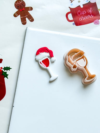 Polymer Clay Santa Wine Glass Cutter Christmas Holiday Earring Clay Tool
