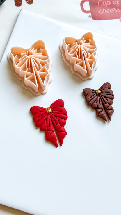 Polymer Clay Christmas Bow Cutter Set Festive Poinsettia Ribbon Design for Earrings & Jewelry