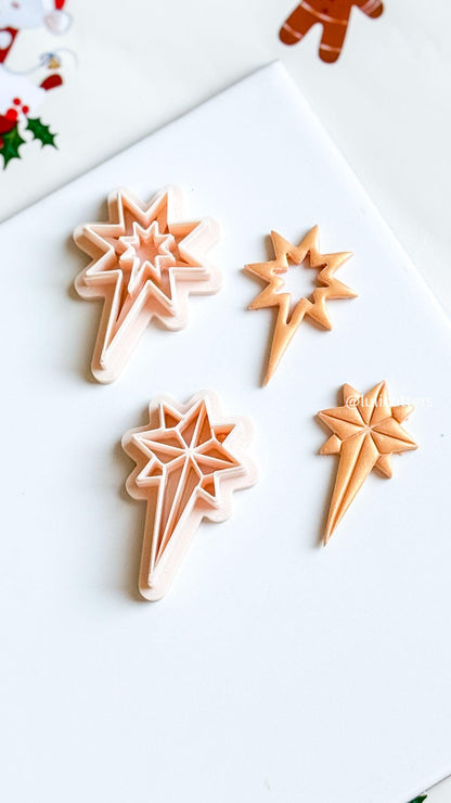 Winter Fairy Festive Shooting Star Clay Cutter Geometric Comet Polymer Clay Earring Cutter for Holiday & Celestial Jewelry