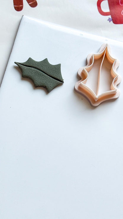 Holly Leaf Clay Cutter, Christmas Jewelry & Ornament Mold