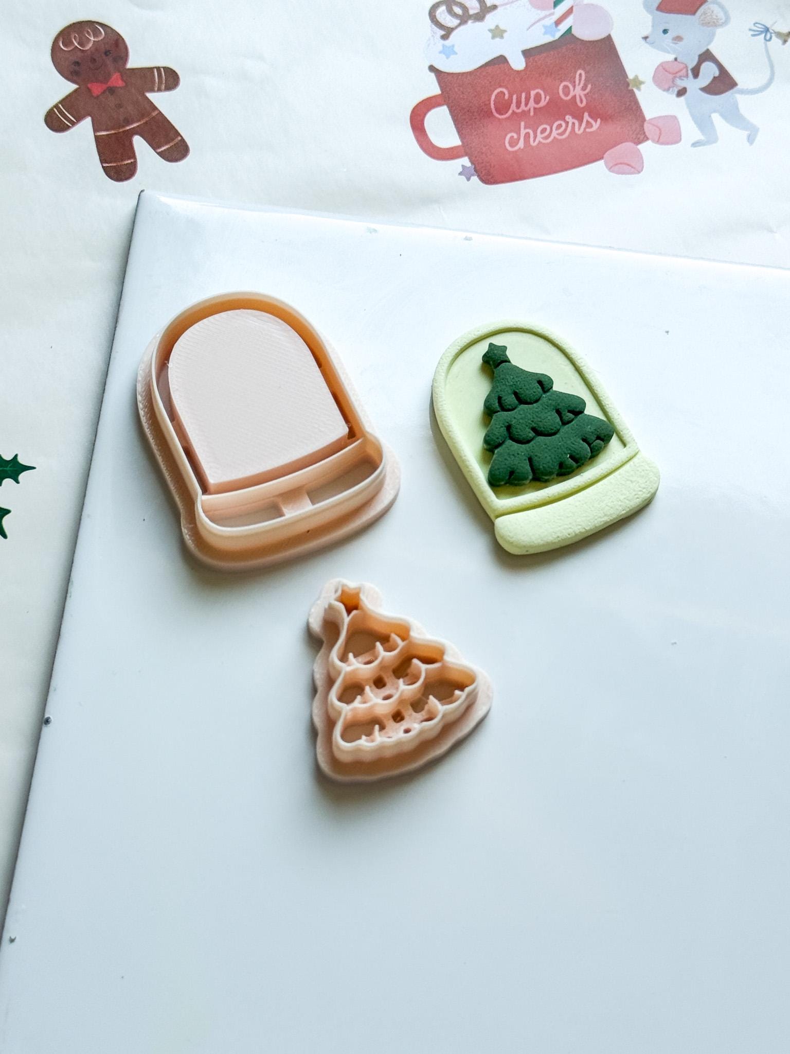 Christmas Tree Snow Globe Clay Cutter, Holiday Jewelry Making
