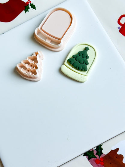 Christmas Tree Snow Globe Clay Cutter, Holiday Jewelry Making