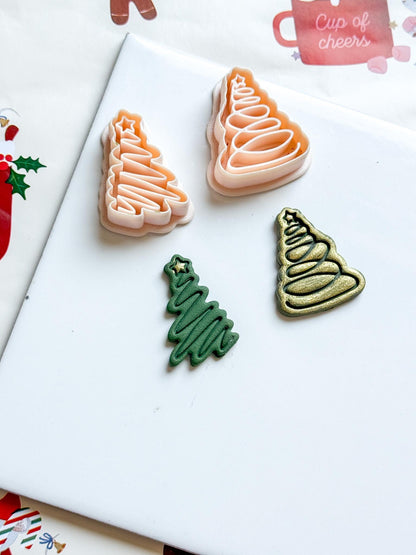 Christmas Tree Polymer Clay Cutter Zigzag or Spiral Star Holiday Jewelry Supplies